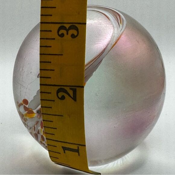 Hand Made Art Glass Paperweight Orb Polished Bottom Iridescent Glass Decor VTG - Picture 6 of 6